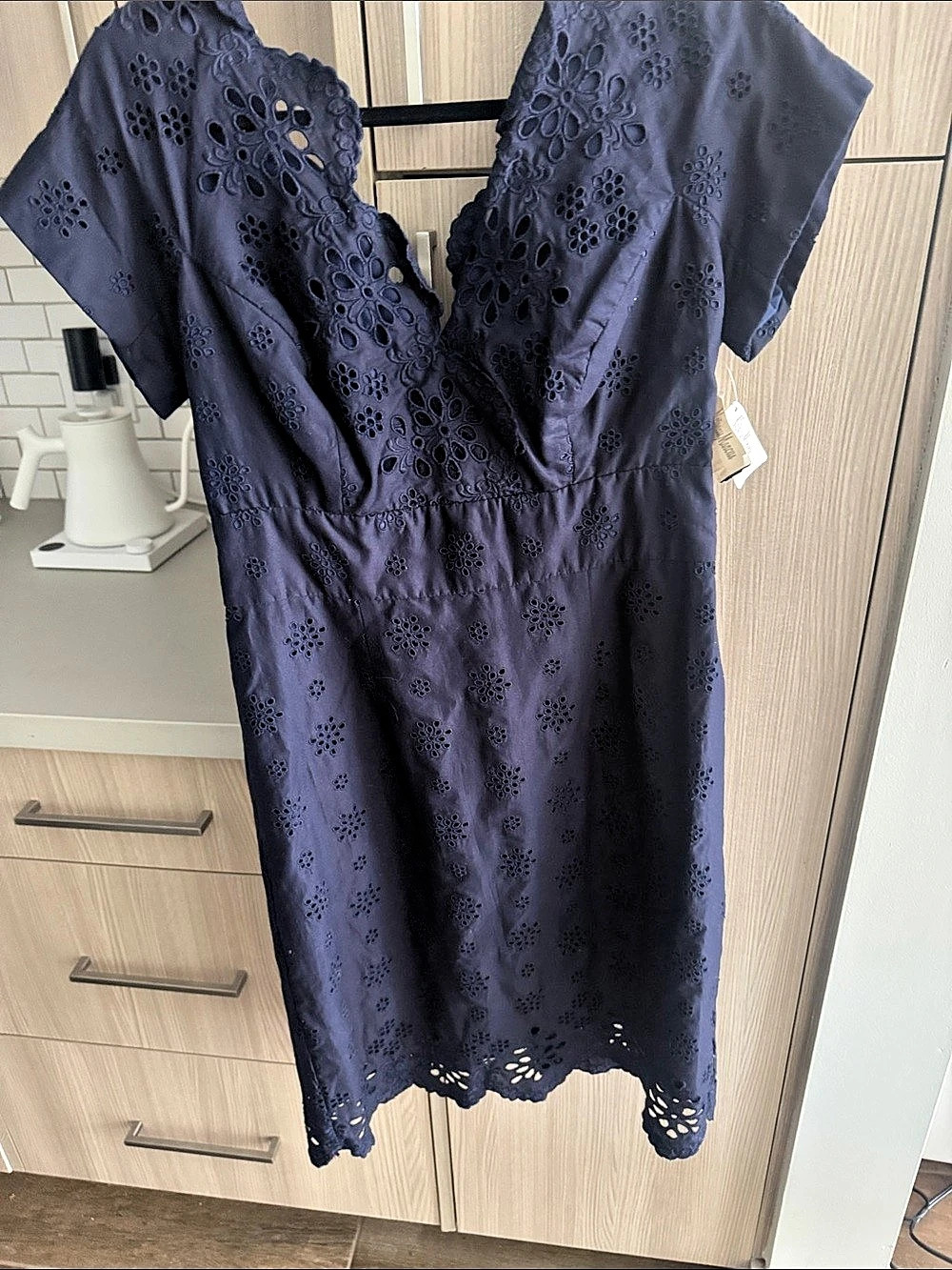 Blue Eyelet midi Dress NWT